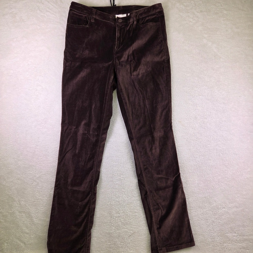Belle by Kim Gravel Brown Velvet Straight Leg Pants Tall Size 14T Chocolate